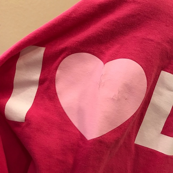 I Love Dogs Oversized Jersey Graphic Tee Adult Size XL Heavy Cotton Pink Grey - Picture 13 of 14